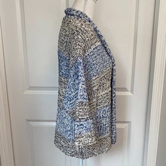 Vince Blue Grey Marled Cardigan Sweater Knit Open Front Wool Blend Striped XS/S - Picture 5 of 9